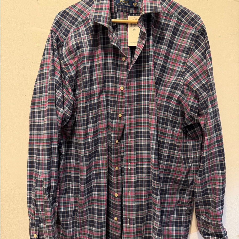 Classic Men's Plaid Shirt - Blue, Pink, and White